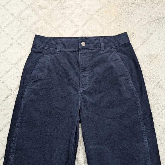 Everlane Pants Womens 10 Blue Navy Corduroy Barrel Leg Cotton Stretch Casual - Picture 2 of 9